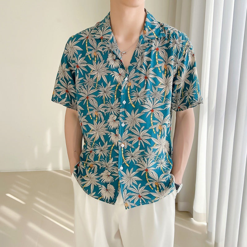 Cuban Collar Loose Shoulder Shirt