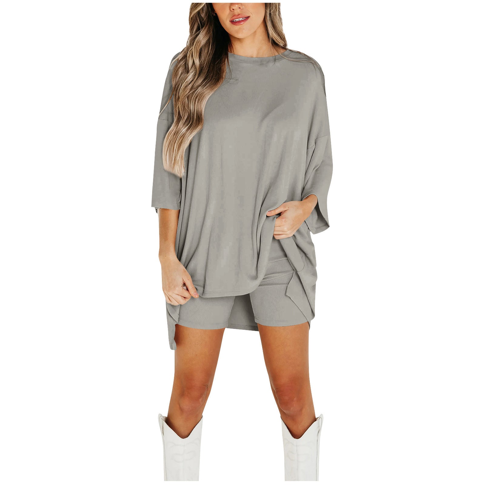 Summer Shorts Suit Fashion Loose Short-sleeved T-shirt And Slim Tight Pants Women&