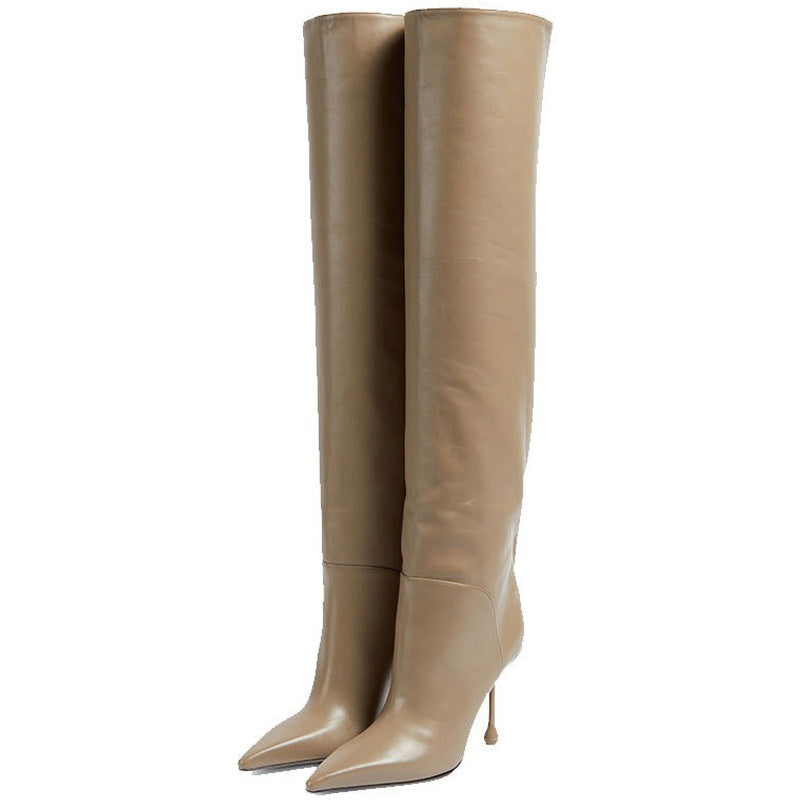 Pointed-toe Stiletto Slip-on Below The Knee Plus Size Straight Women&