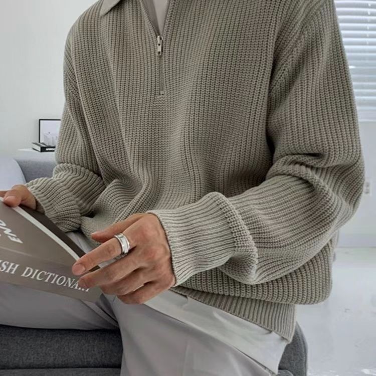 Spring And Autumn Loose Fashion Half Zipper Men&