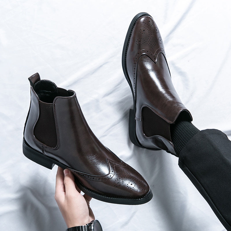 High-top Leather Shoes Men&