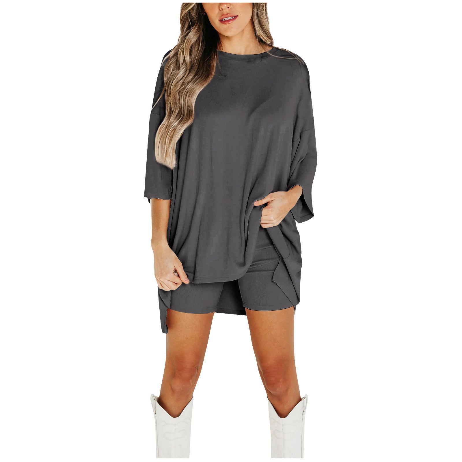 Summer Shorts Suit Fashion Loose Short-sleeved T-shirt And Slim Tight Pants Women&
