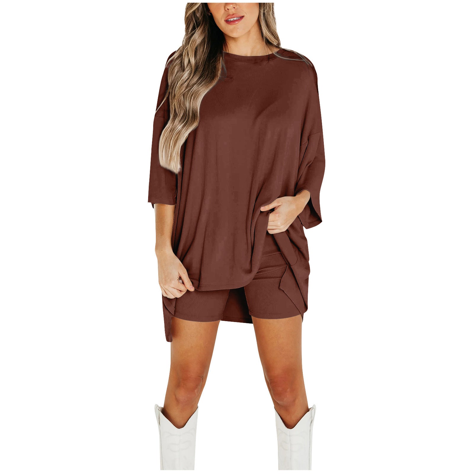 Summer Shorts Suit Fashion Loose Short-sleeved T-shirt And Slim Tight Pants Women&