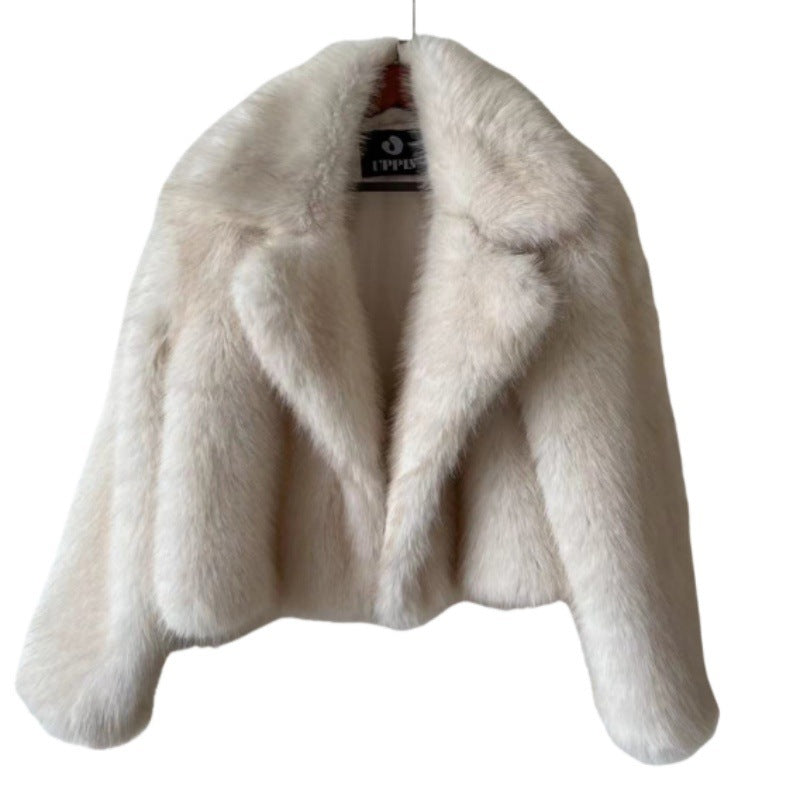 Fashion Loose Lapels Fur Coat Women&