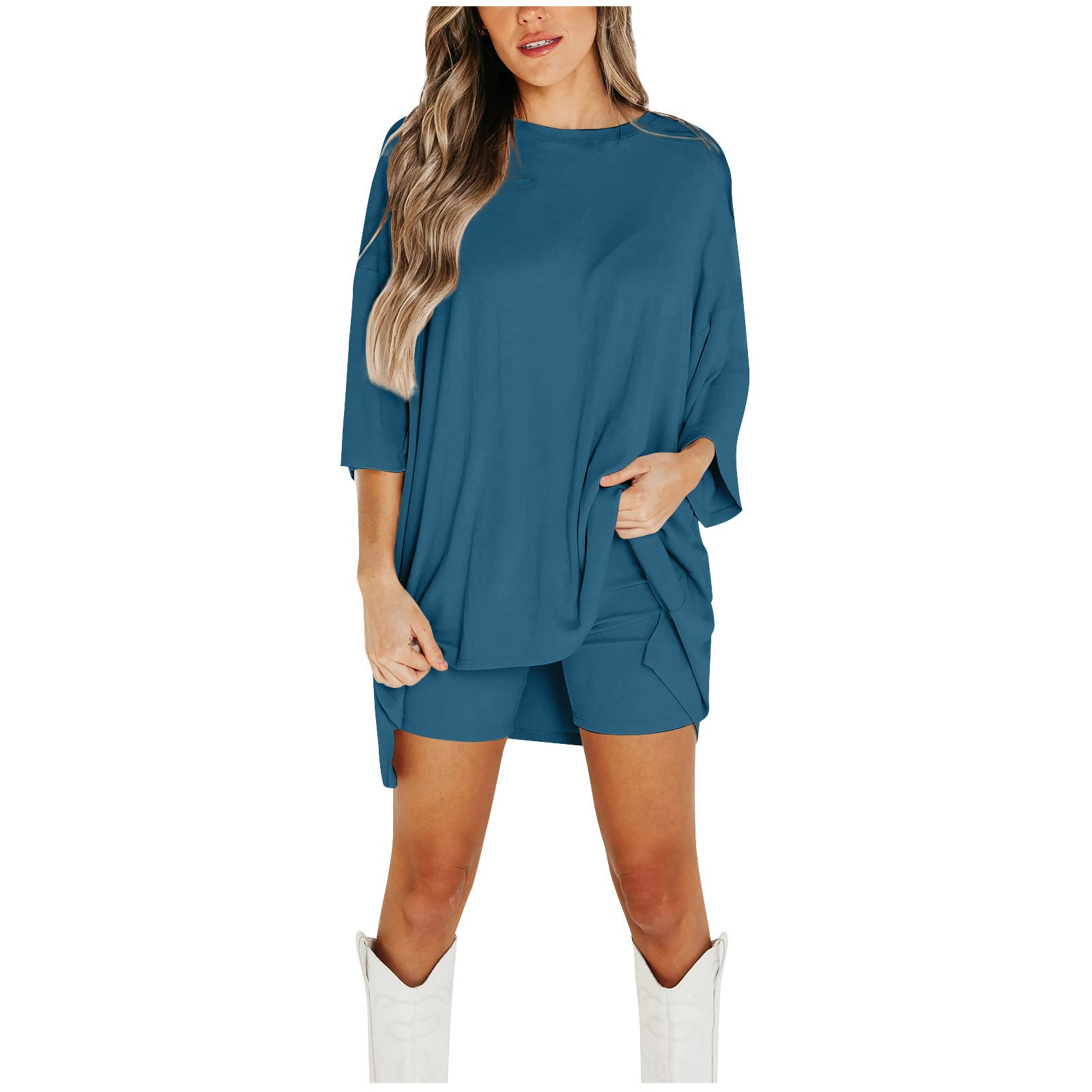 Summer Shorts Suit Fashion Loose Short-sleeved T-shirt And Slim Tight Pants Women&