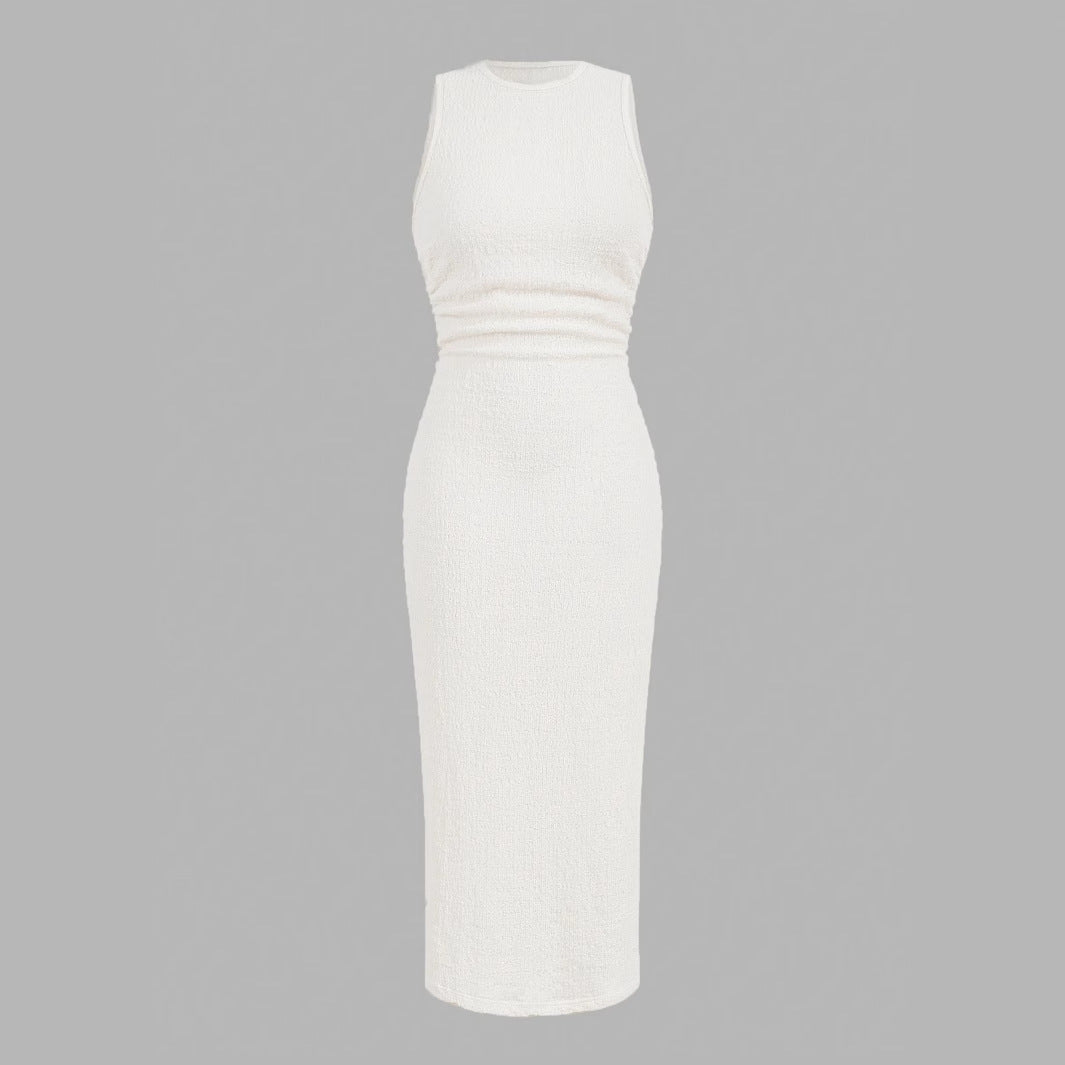 Vacation Style Short Sleeve Slit Slim-fitting Dress