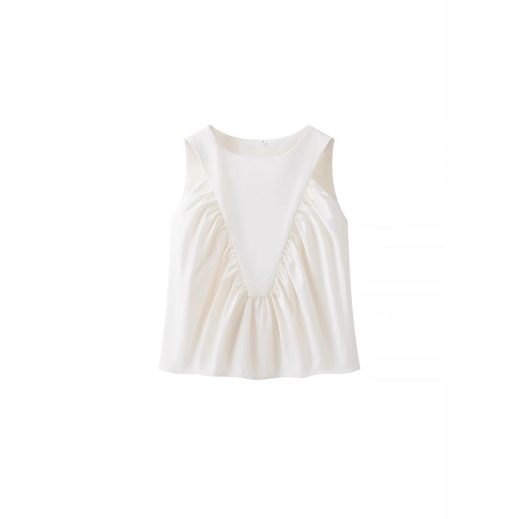 Pleated Decorative Vest Women&