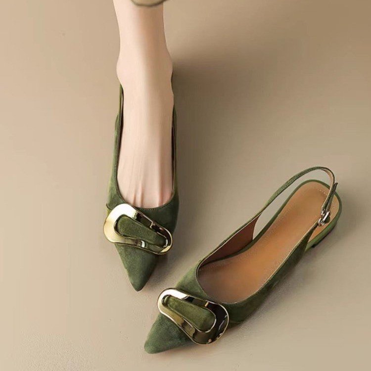 French Retro Metal Buckle Women&