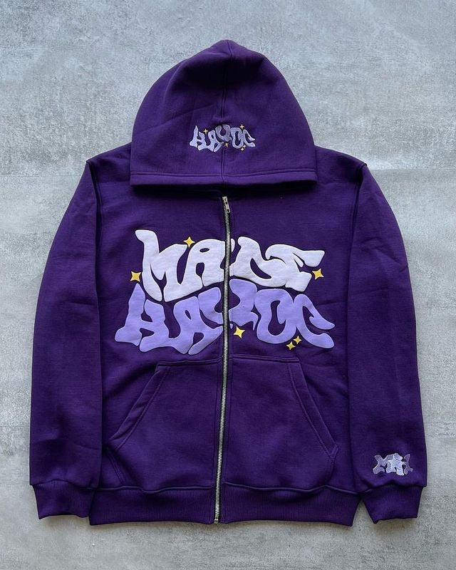 Gothic Hip Hop Zipper Digital Printing Hoodie