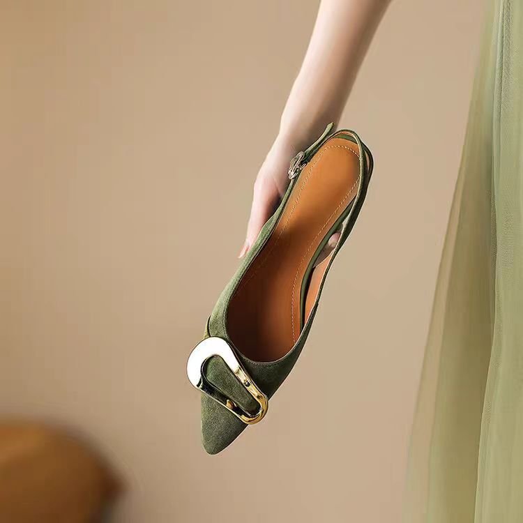 French Retro Metal Buckle Women&