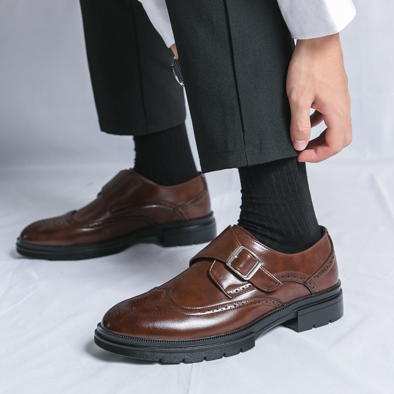Casual British Pointed Toe Business Formal Wear Working Height-increasing Shoes