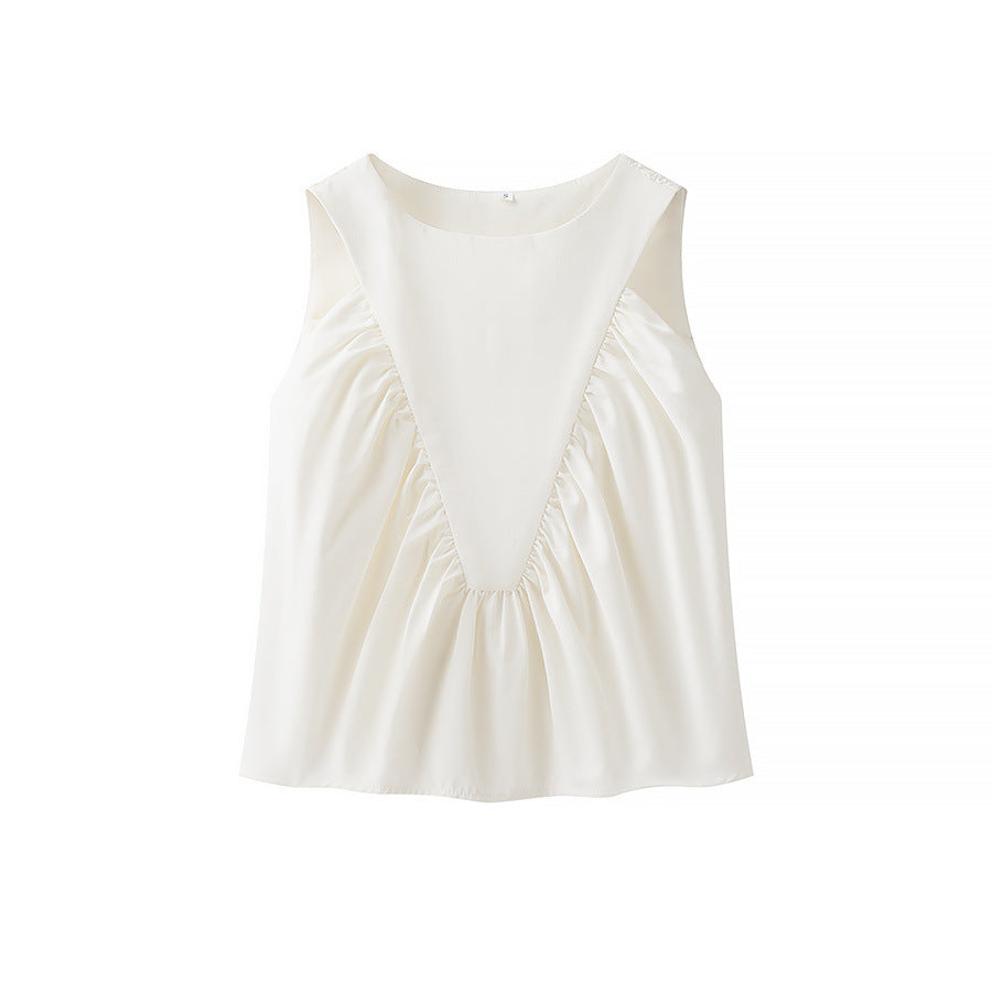Pleated Decorative Vest Women&