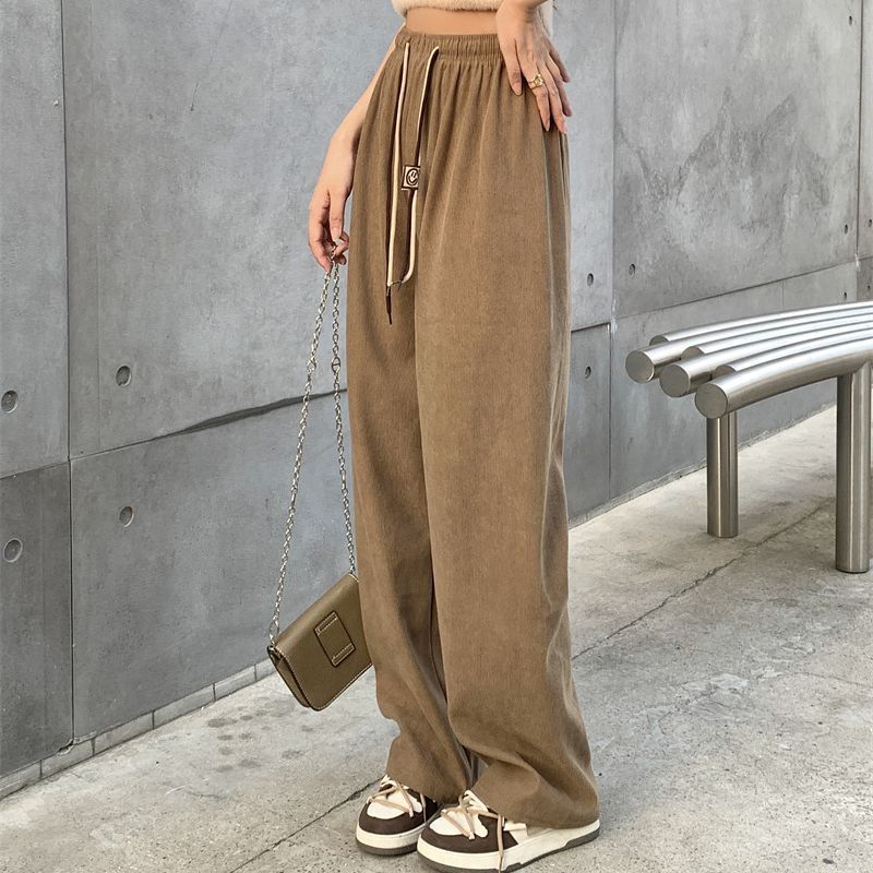 Corduroy Double Drawstring Wide-leg Pants Popular Women&