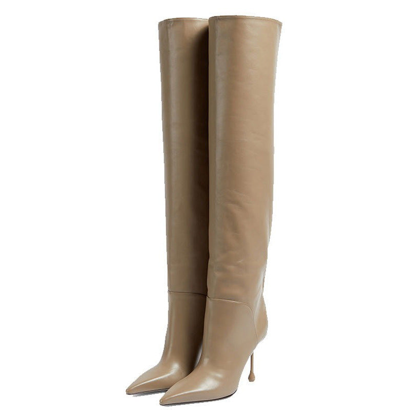 Pointed-toe Stiletto Slip-on Below The Knee Plus Size Straight Women&