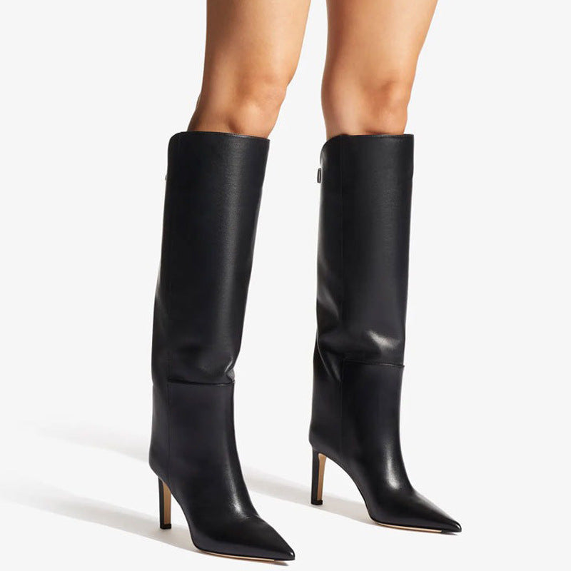 Simple European And American Style Fashion Catwalk Pointed-toe Stiletto Straight Boots