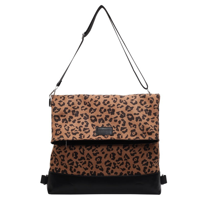 Multi-purpose Casual Fashion Temperament Leopard Print Leather Velvet Backpack Women&
