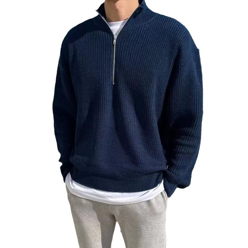 Spring And Autumn Loose Fashion Half Zipper Men&