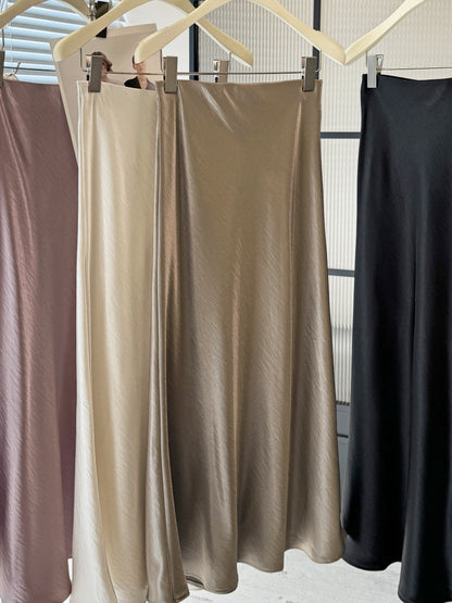 Simple Graceful Draping Acetate Satin Fishtail Skirt For Women