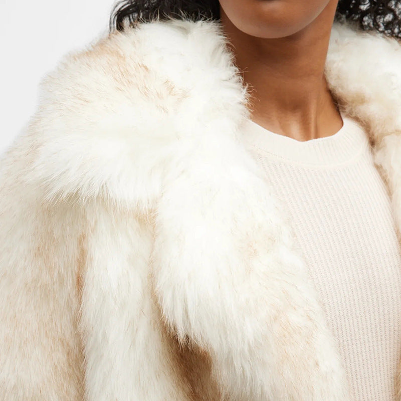 Fashion Loose Lapels Fur Coat Women&