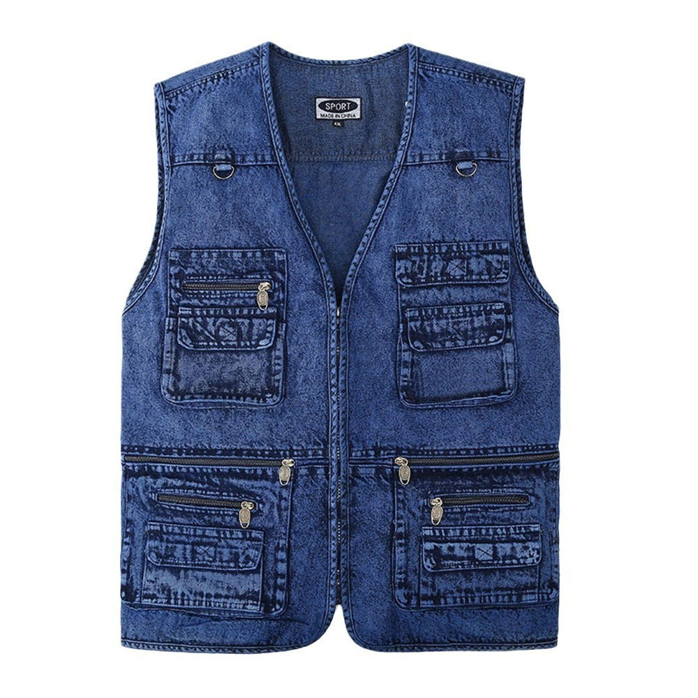 Denim Waistcoat Multi-pocket Men&