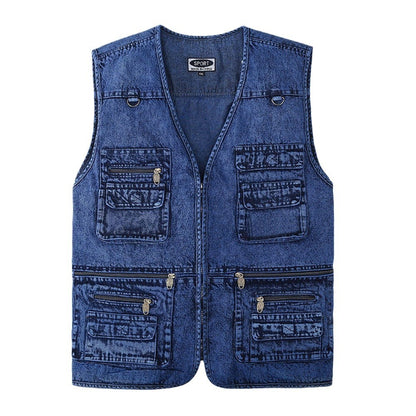 Denim Waistcoat Multi-pocket Men&