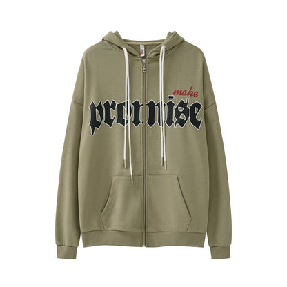 Hooded Sweater Letter Print Loose Couple Coat