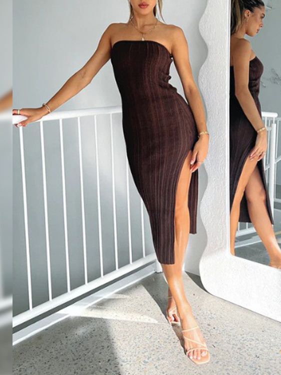 Knitted Split Fashion  Slim Women&