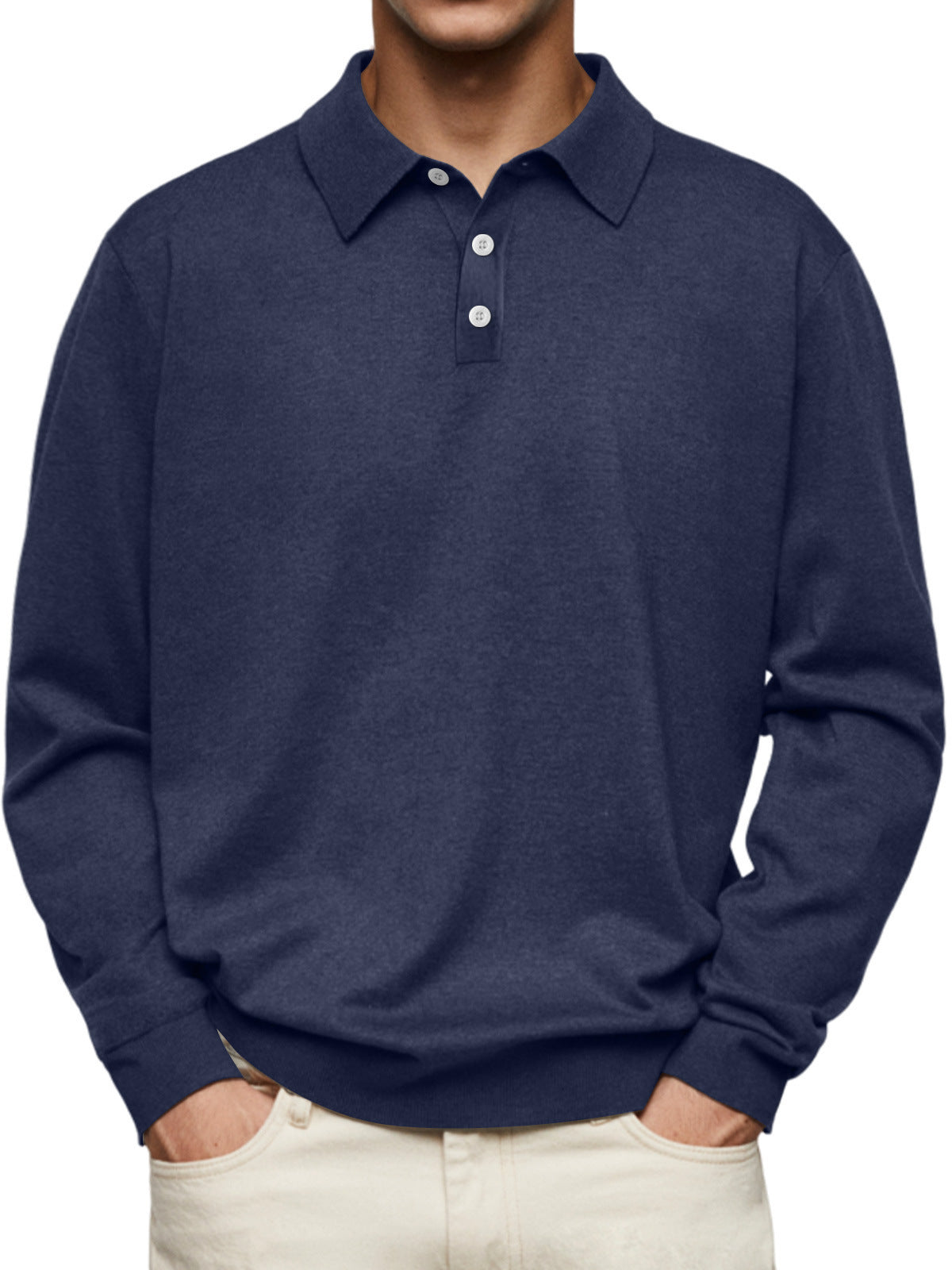 Long Sleeve V-neck Buttons Men&