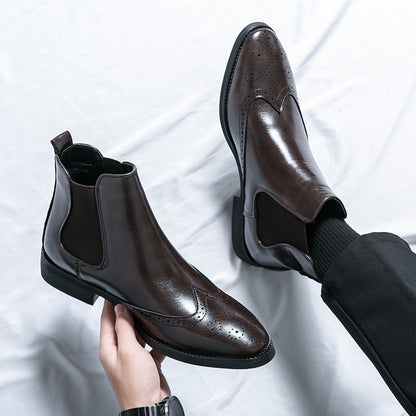 High-top Leather Shoes Men&