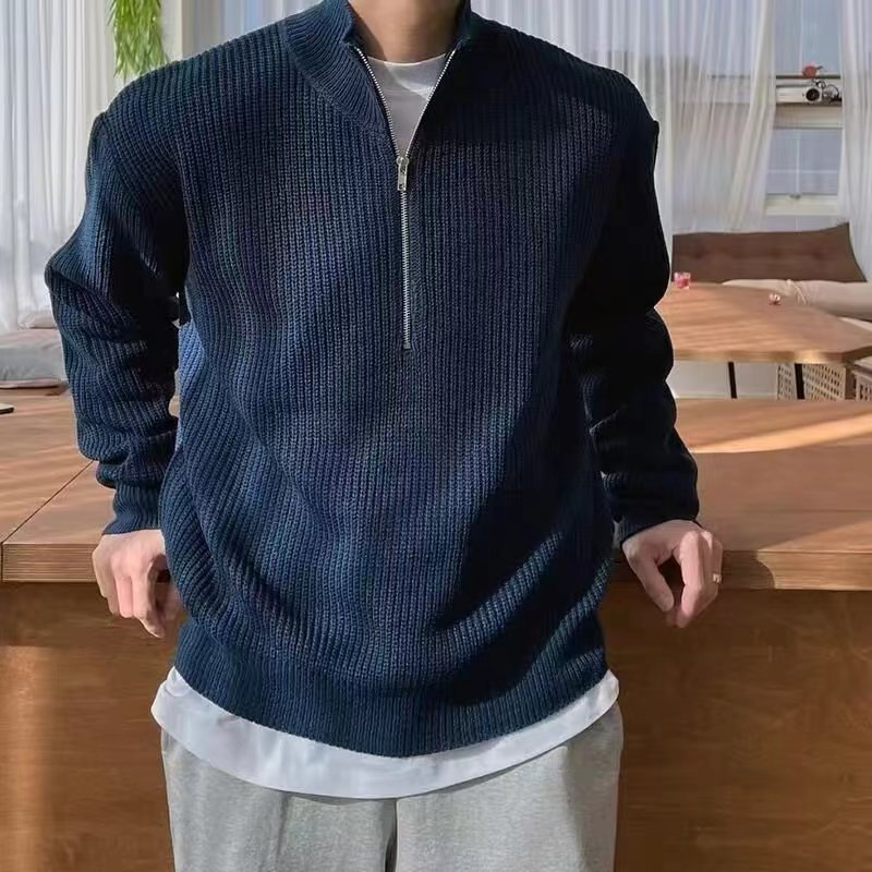 Spring And Autumn Loose Fashion Half Zipper Men&