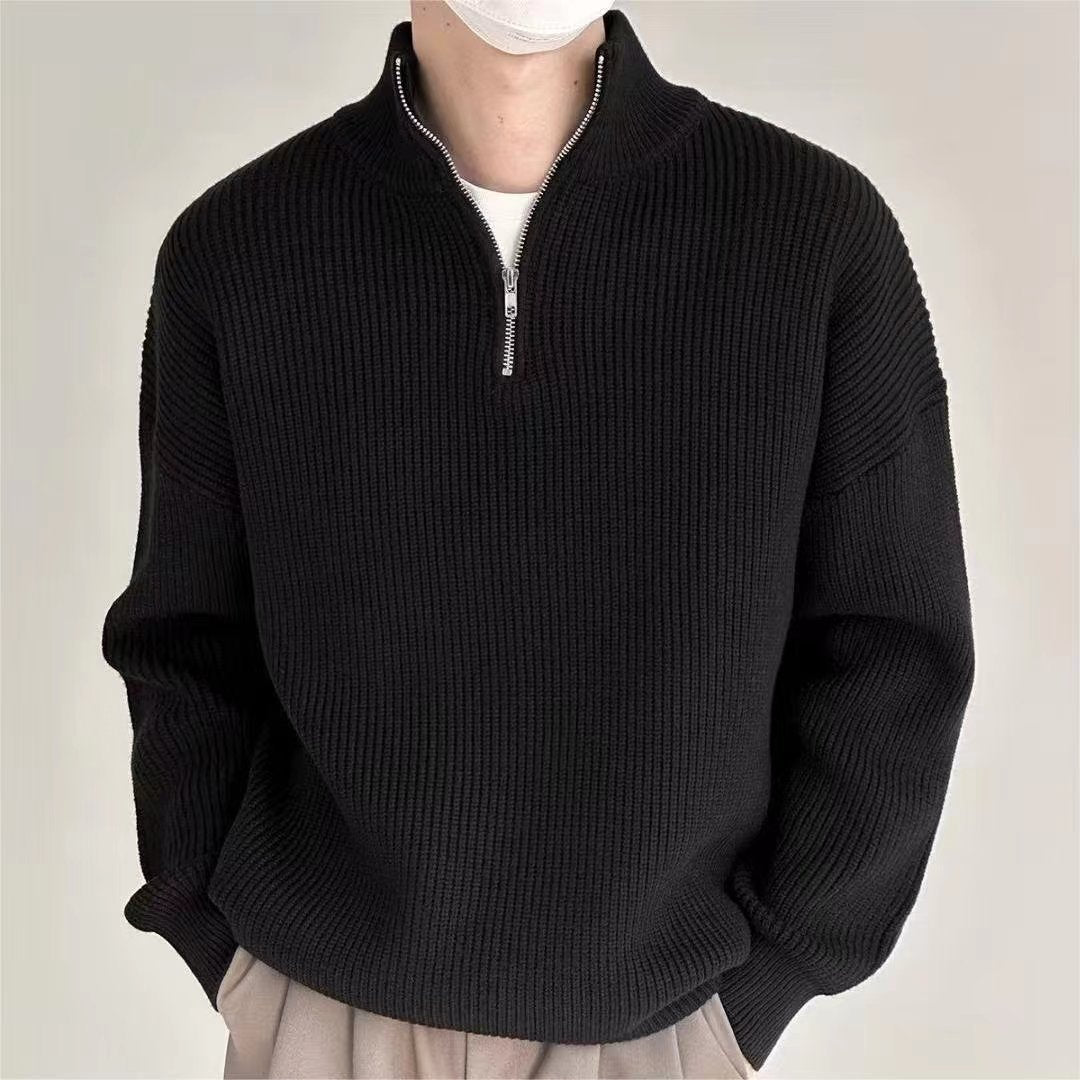 Spring And Autumn Loose Fashion Half Zipper Men&