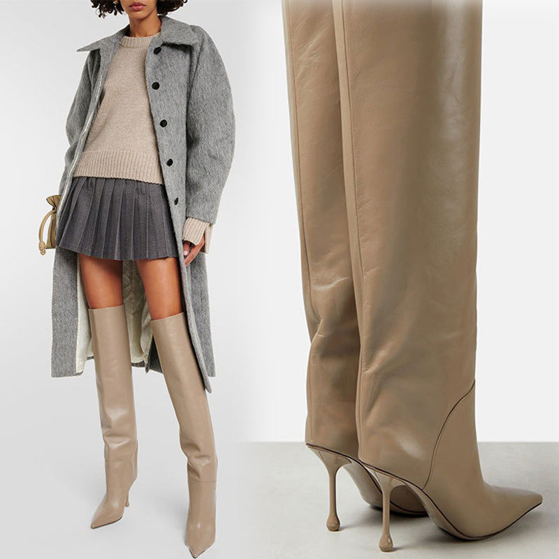 Pointed-toe Stiletto Slip-on Below The Knee Plus Size Straight Women&