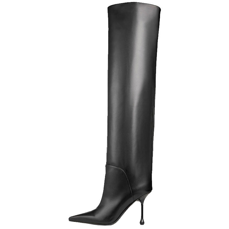 Pointed-toe Stiletto Slip-on Below The Knee Plus Size Straight Women&