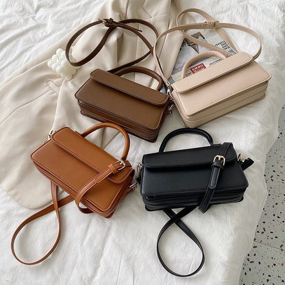 Retro Textured Solid Color Simple Handheld Versatile Shoulder Bag