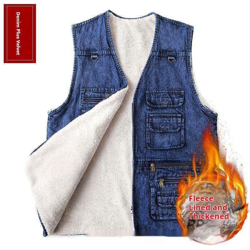 Denim Waistcoat Multi-pocket Men&
