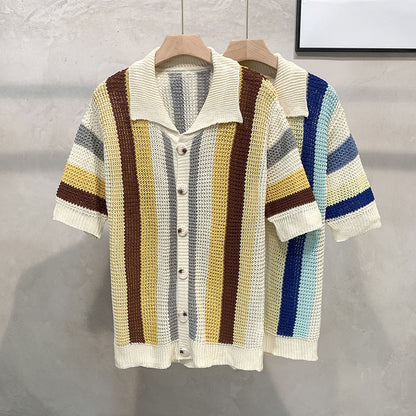 Dopamine Stripe Loose Casual Shirt