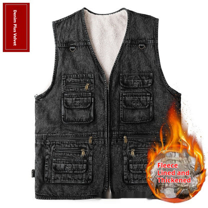 Denim Waistcoat Multi-pocket Men&