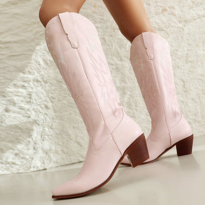 Lightning Embroidery Knee-high Boots Women