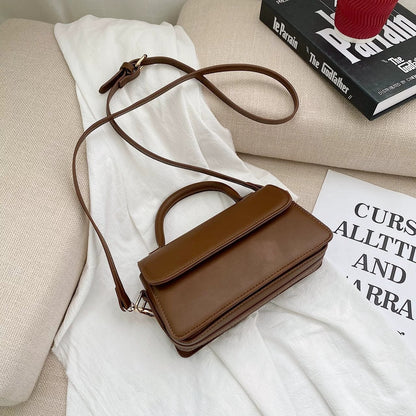 Retro Textured Solid Color Simple Handheld Versatile Shoulder Bag