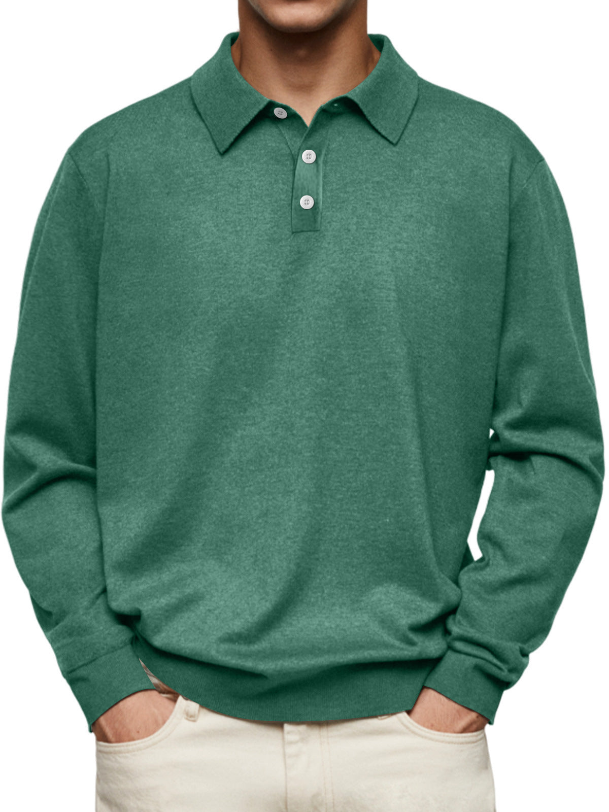 Long Sleeve V-neck Buttons Men&