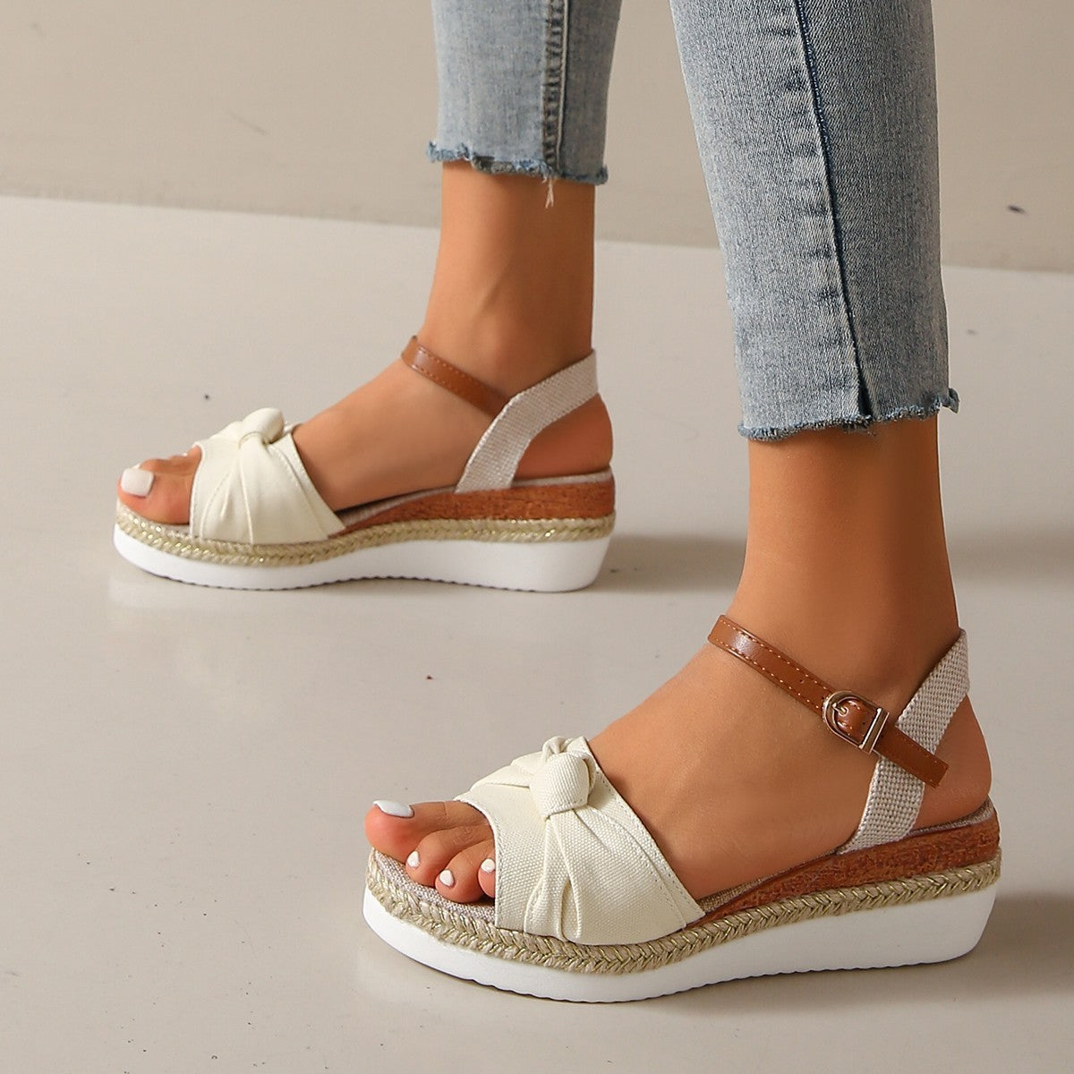 Bowknot Fashion Sandals Fish Mouth Buckle Rope Bottom