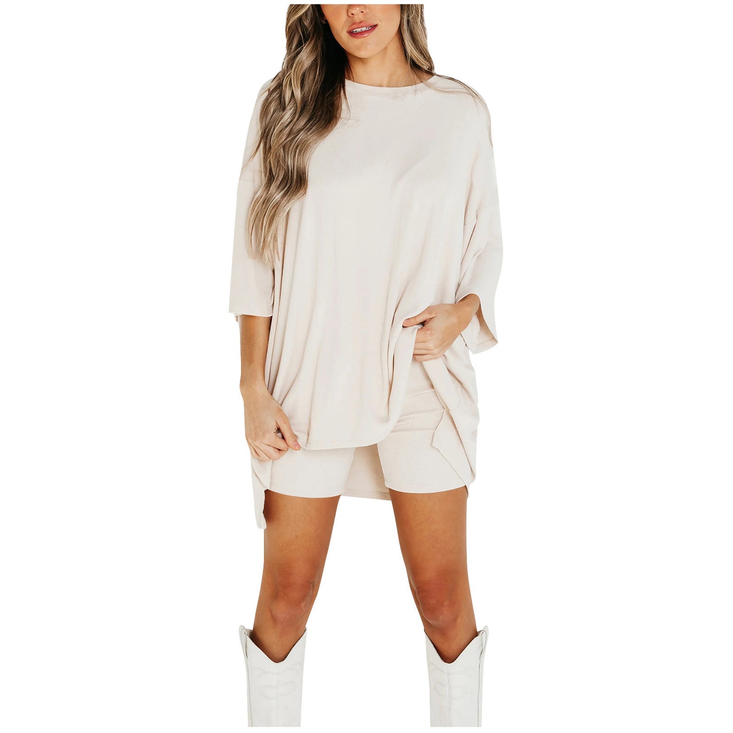 Summer Shorts Suit Fashion Loose Short-sleeved T-shirt And Slim Tight Pants Women&