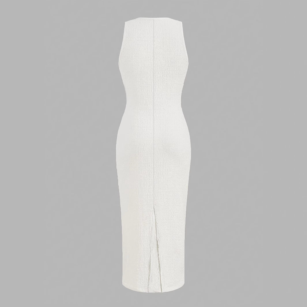 Vacation Style Short Sleeve Slit Slim-fitting Dress