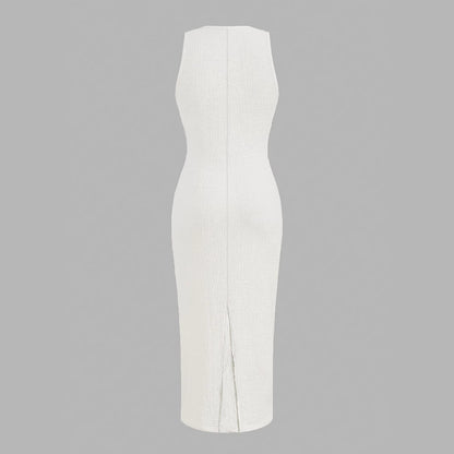 Vacation Style Short Sleeve Slit Slim-fitting Dress