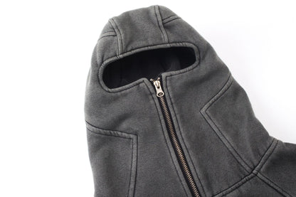 American Casual Loose Wash Thin Velvet Hooded Jacket