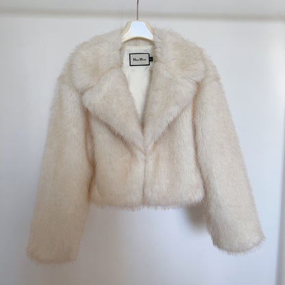 Fashion Loose Lapels Fur Coat Women&