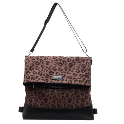 Multi-purpose Casual Fashion Temperament Leopard Print Leather Velvet Backpack Women&