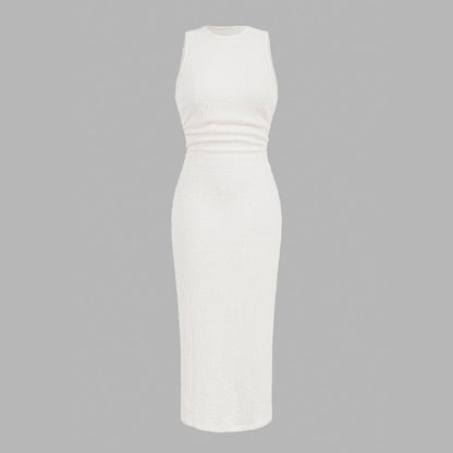 Vacation Style Short Sleeve Slit Slim-fitting Dress