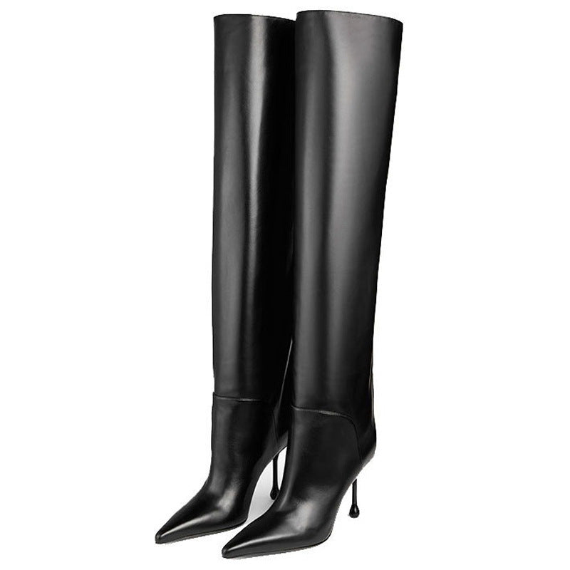Pointed-toe Stiletto Slip-on Below The Knee Plus Size Straight Women&