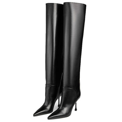 Pointed-toe Stiletto Slip-on Below The Knee Plus Size Straight Women&